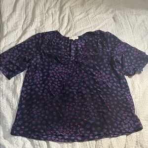 Rebecca Taylor Navy and Pink Floral Blouse size 2